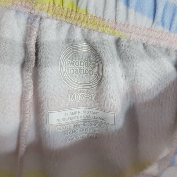 Wonder Nation Girls PJ Set Gray Pink Size 7 Medium 2 PC Koala Striped Pants READ - Picture 11 of 13